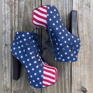 American Flag Lita style lace up booties